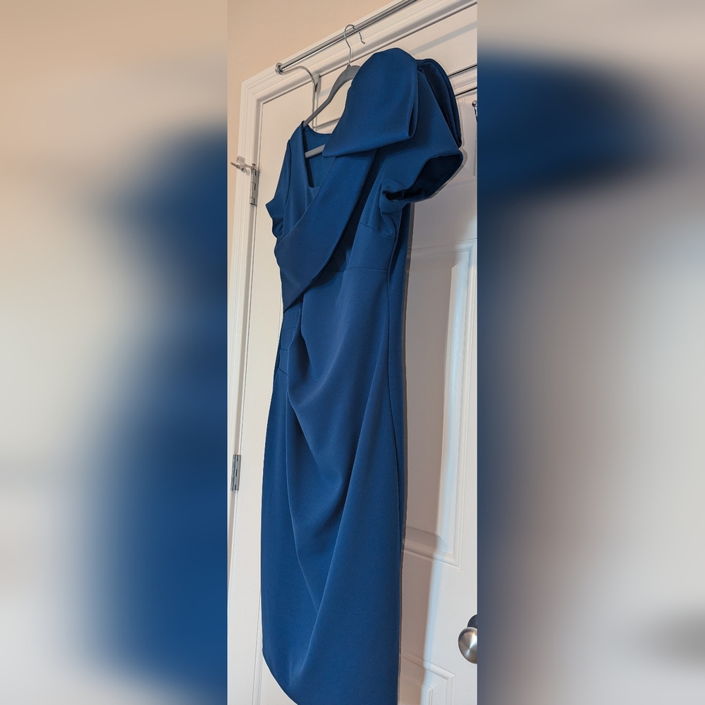 Betsy & Adam Bow-Embellished Sheath Dress, Size 12, Color:Indigo - Picture 14 of 16